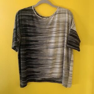 Clara Sun Woo‎ Stretchy Knit Tunic Top Size Small Short Sleeve Striped Oversized